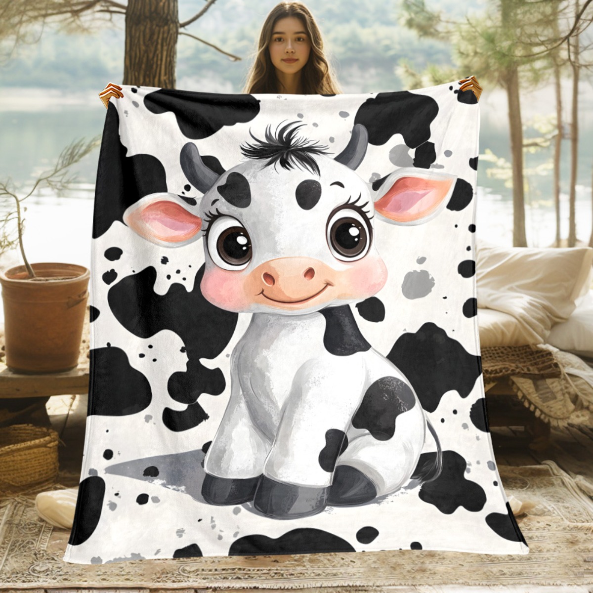 Baby Nursery Farm Theme - Cute Cartoon Cow Black White Spots