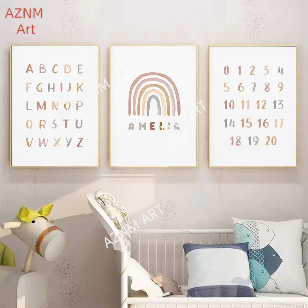 Baby Nursery Pictures - 1/3PCS ，Poster Custom ABC 123 Rainbow