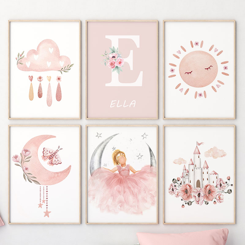 Pink Angel Girl Sun Moon Cloud – Baby Nursery Pictures Bewertung und Preis