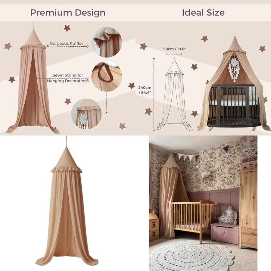 Bed Canopy with Ruffles, Paste – Baby Nursery Neutral Bewertung und Preis