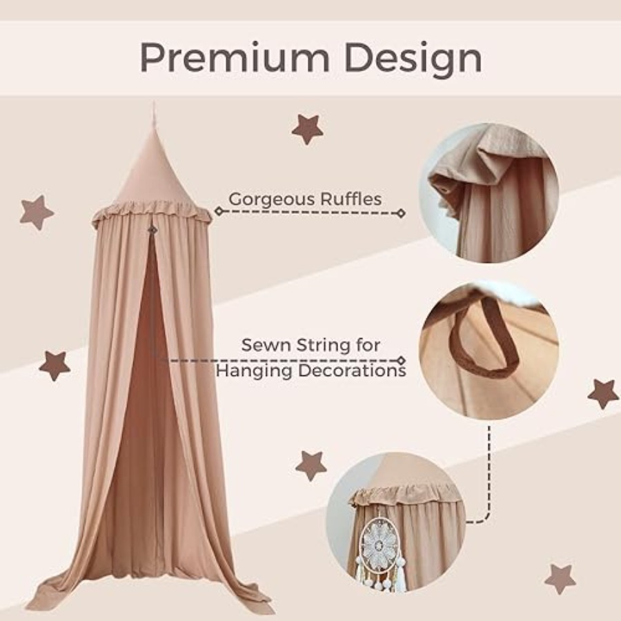 Bed Canopy with Ruffles, Paste – Baby Nursery Neutral Bewertung und Preis