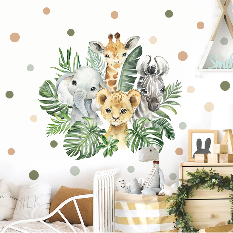 Cartoon Jungle Animals Leaves  – Baby Nursery Package Bewertung und Preis