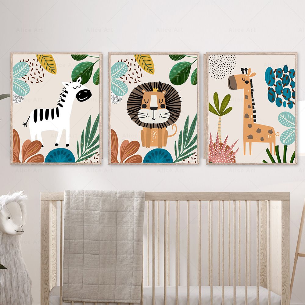 Boho Monkey Lion Giraffe Bird  – Baby Zebra Nursery Bewertung und Preis