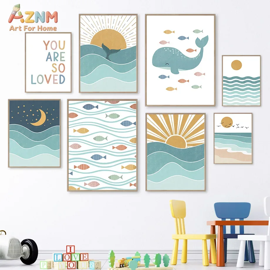 AZNM Boho Ocean Canvas Wall Ar – Baby Nursery Neutral Bewertung und Preis