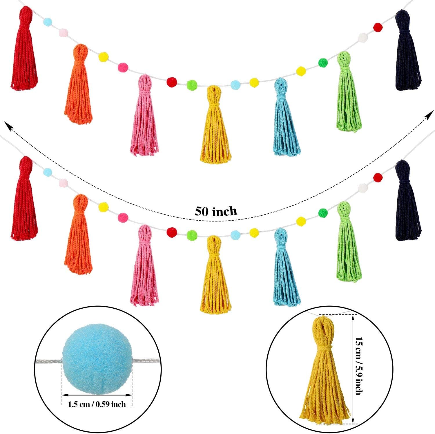 3 Pcs Colorful Rainbow Boho Ta – Baby Nursery Garland Bewertung und Preis