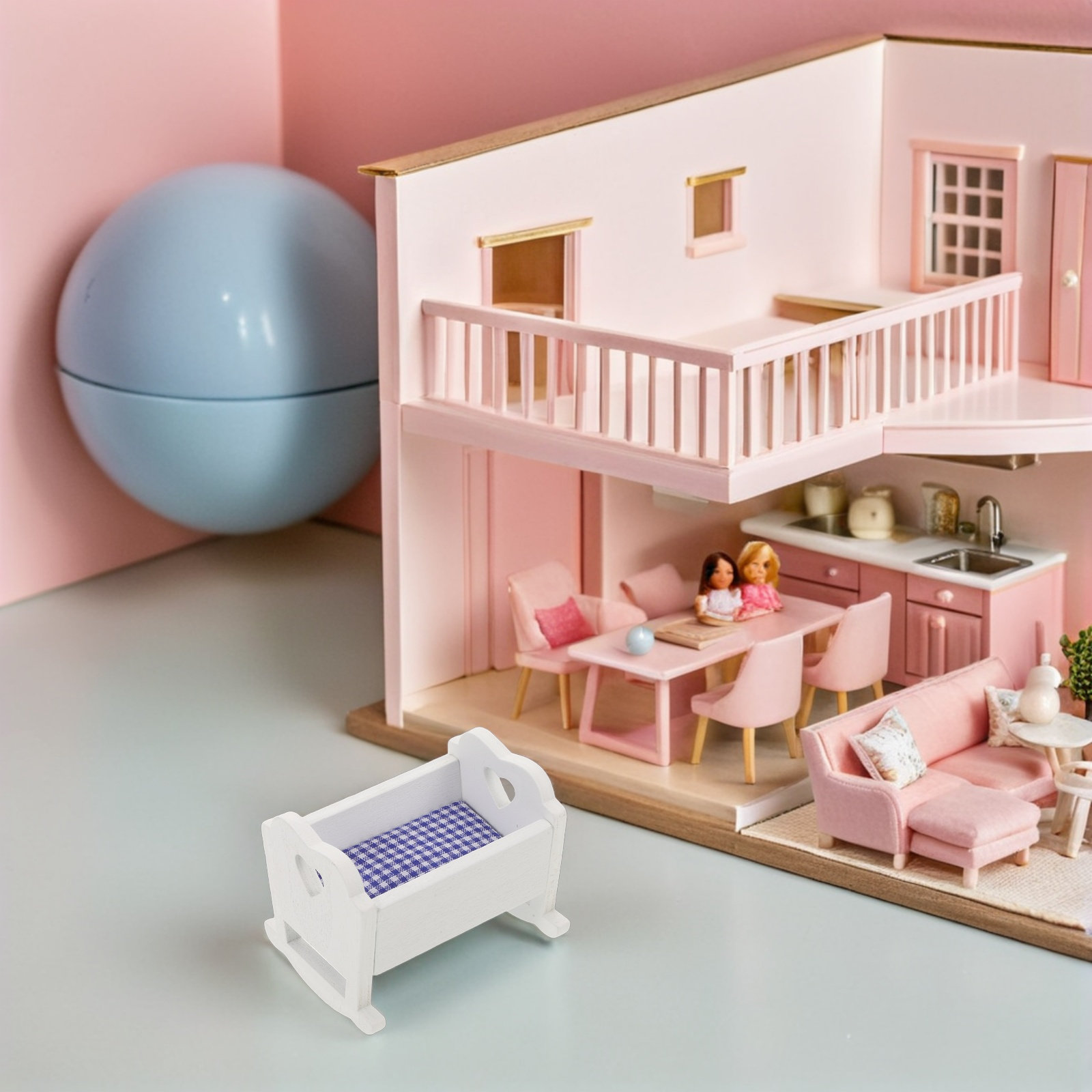 3Pcs Miniature Dollhouse Baby  – Baby Nursery Furniture Sets Bewertung und Preis