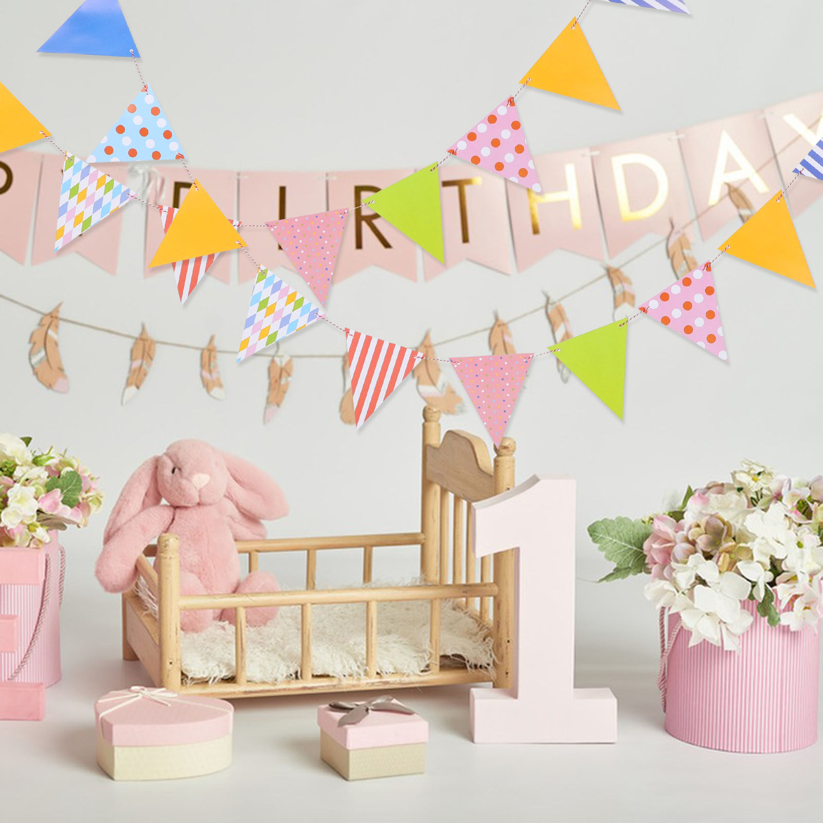 Triangle Paper Bunting Flags G – Baby Nursery Garland Bewertung und Preis