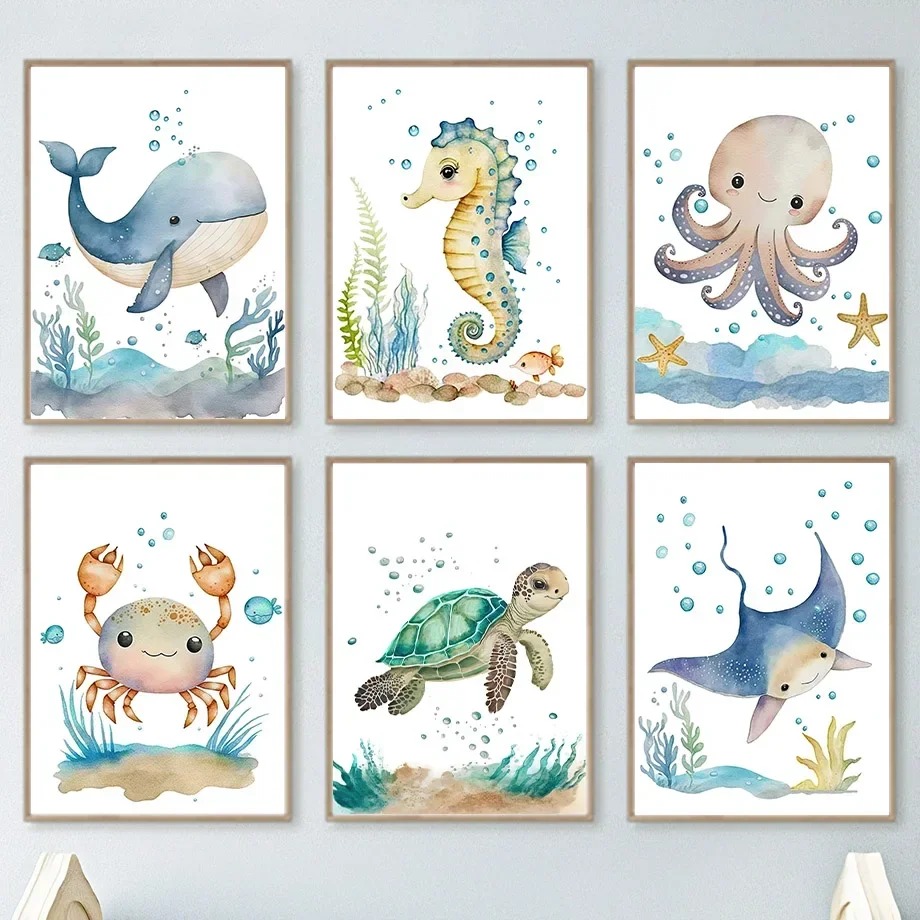 Cute Whale Sea Horse Octopus C – Baby Nursery Pictures Bewertung und Preis