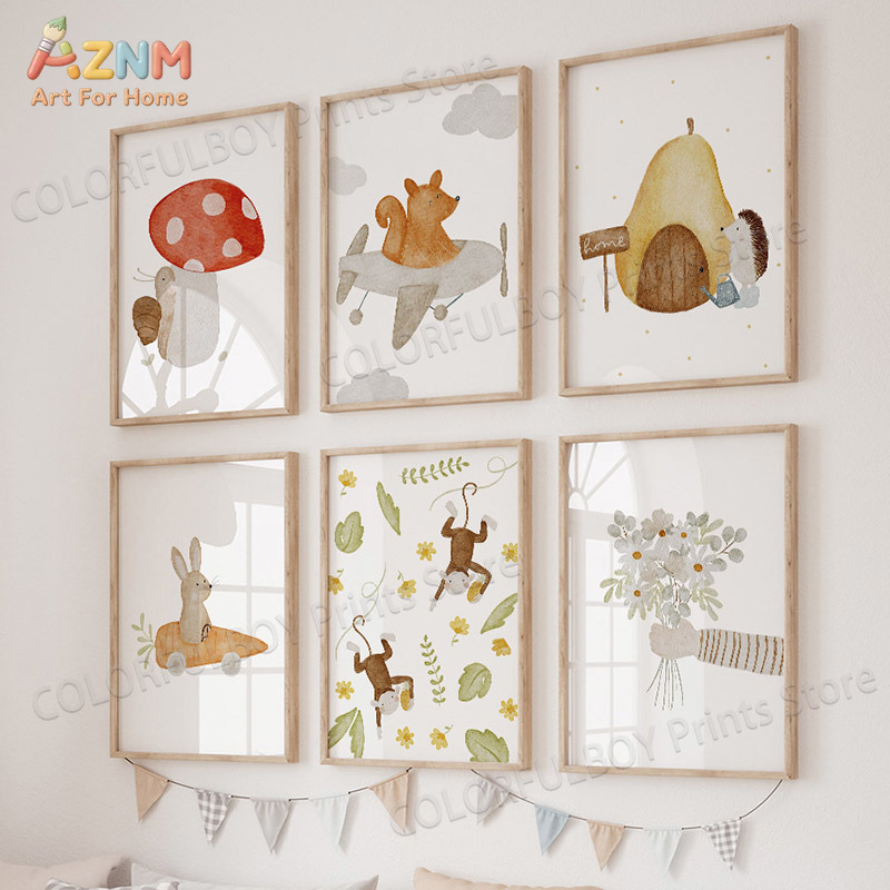 Boho Animals Bear Rabbit Hedge – Baby Nursery Pictures Bewertung und Preis