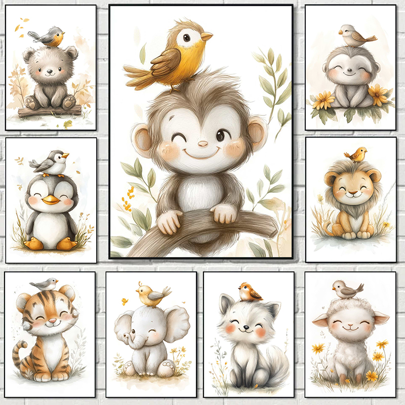 Boho Style Cartoon Animal Illu – Baby Nursery Pictures Bewertung und Preis
