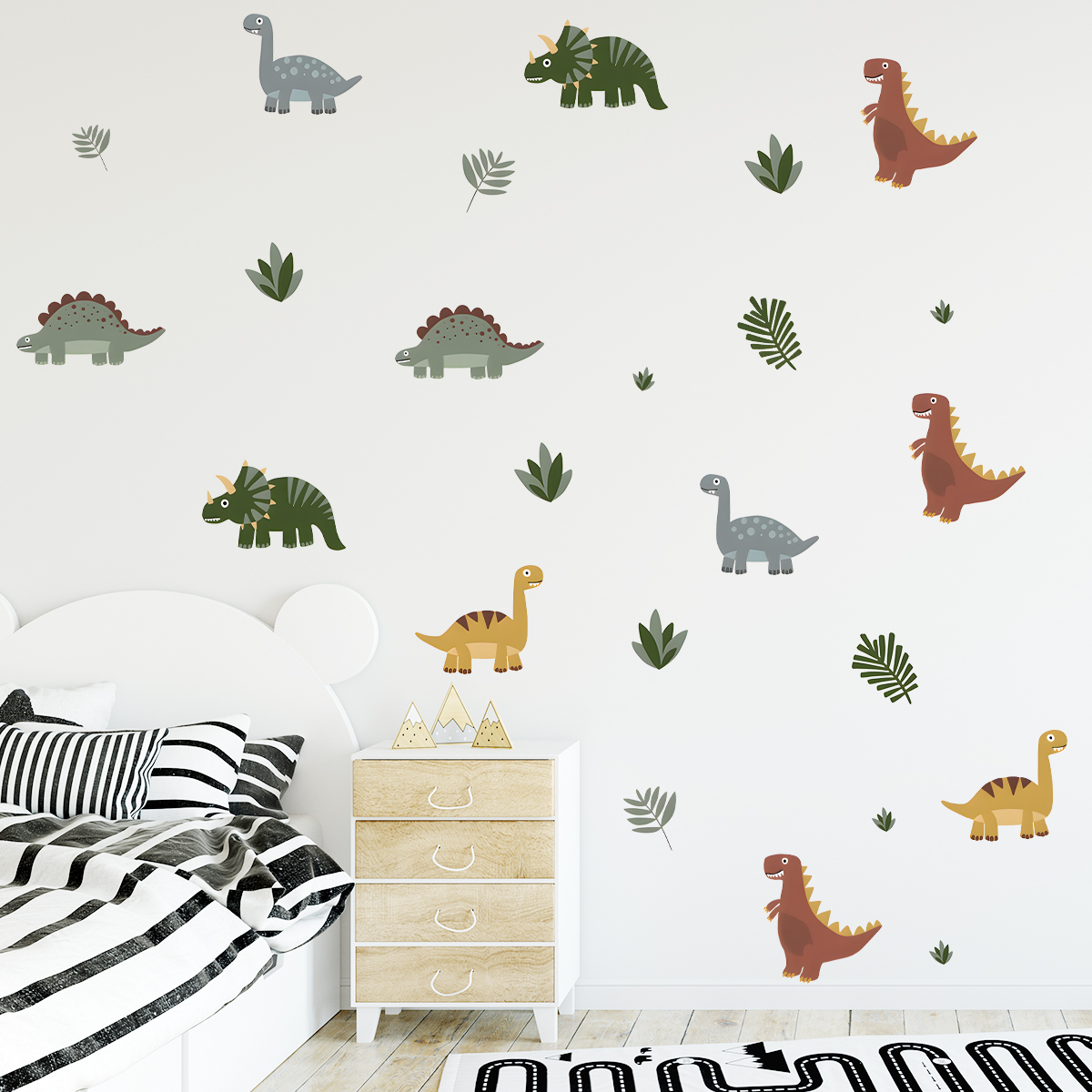 Cartoon Cute Dinosaur Leaf Ani – Baby Nursery Wall Stickers Bewertung und Preis