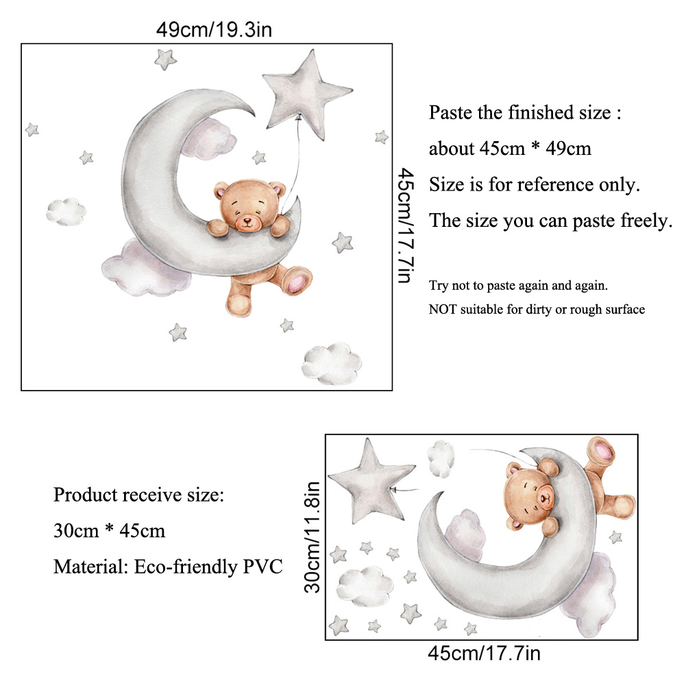 Bear Moon Clouds Stars Wall St – Baby Nursery Package Bewertung und Preis