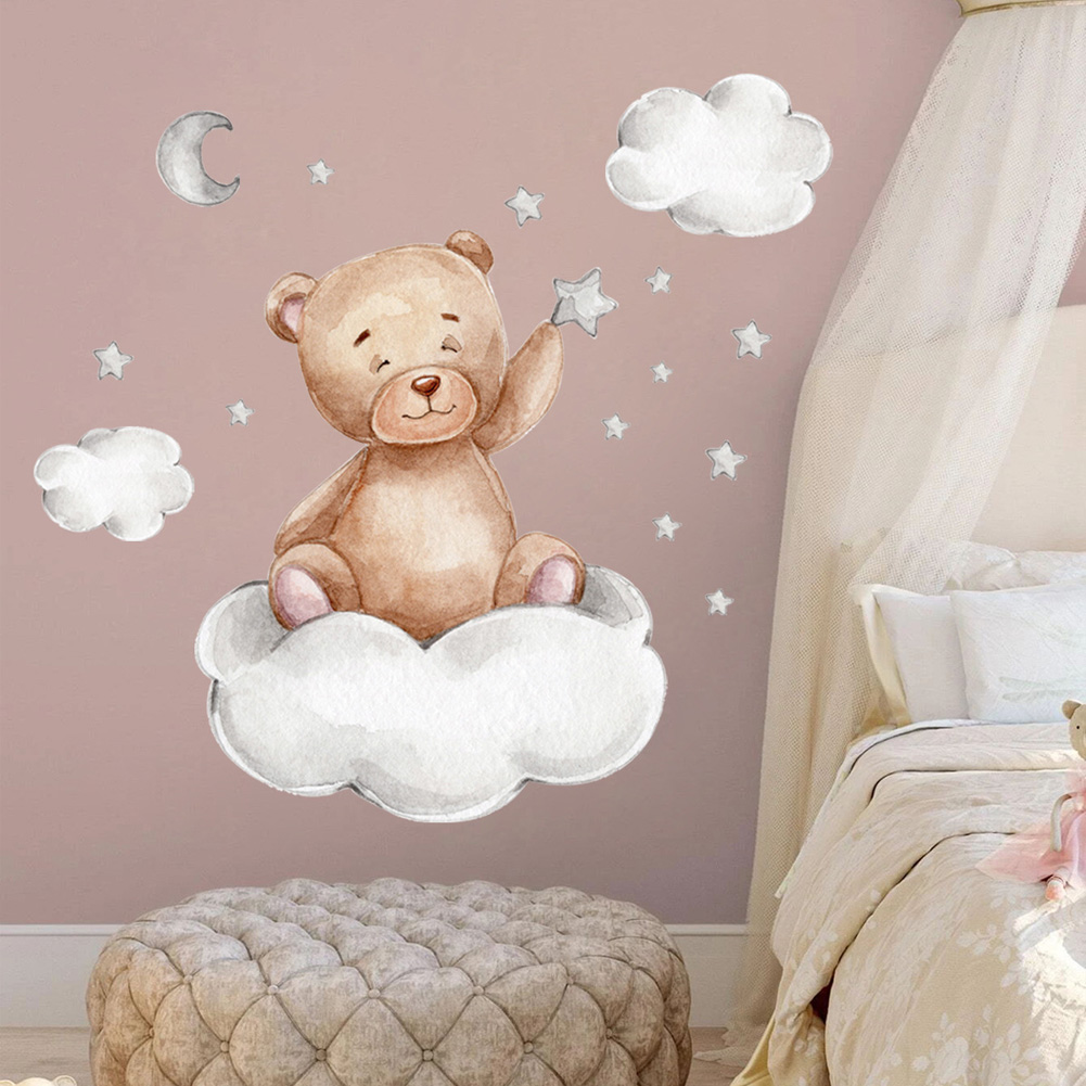 Bear Moon Clouds Stars Wall St – Baby Nursery Package Bewertung und Preis
