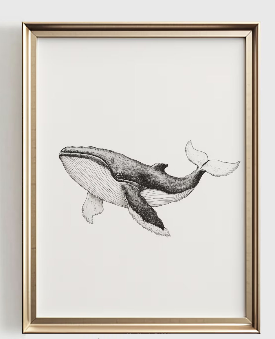Whale Line Art Print, Minimali – Baby Nursery Neutral Bewertung und Preis