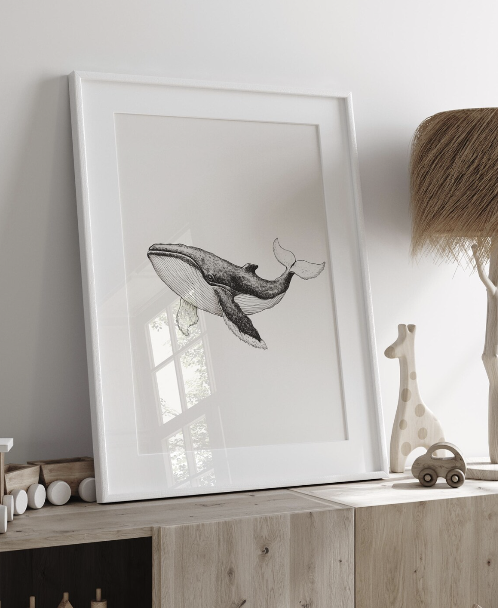 Whale Line Art Print, Minimali – Baby Nursery Neutral Bewertung und Preis