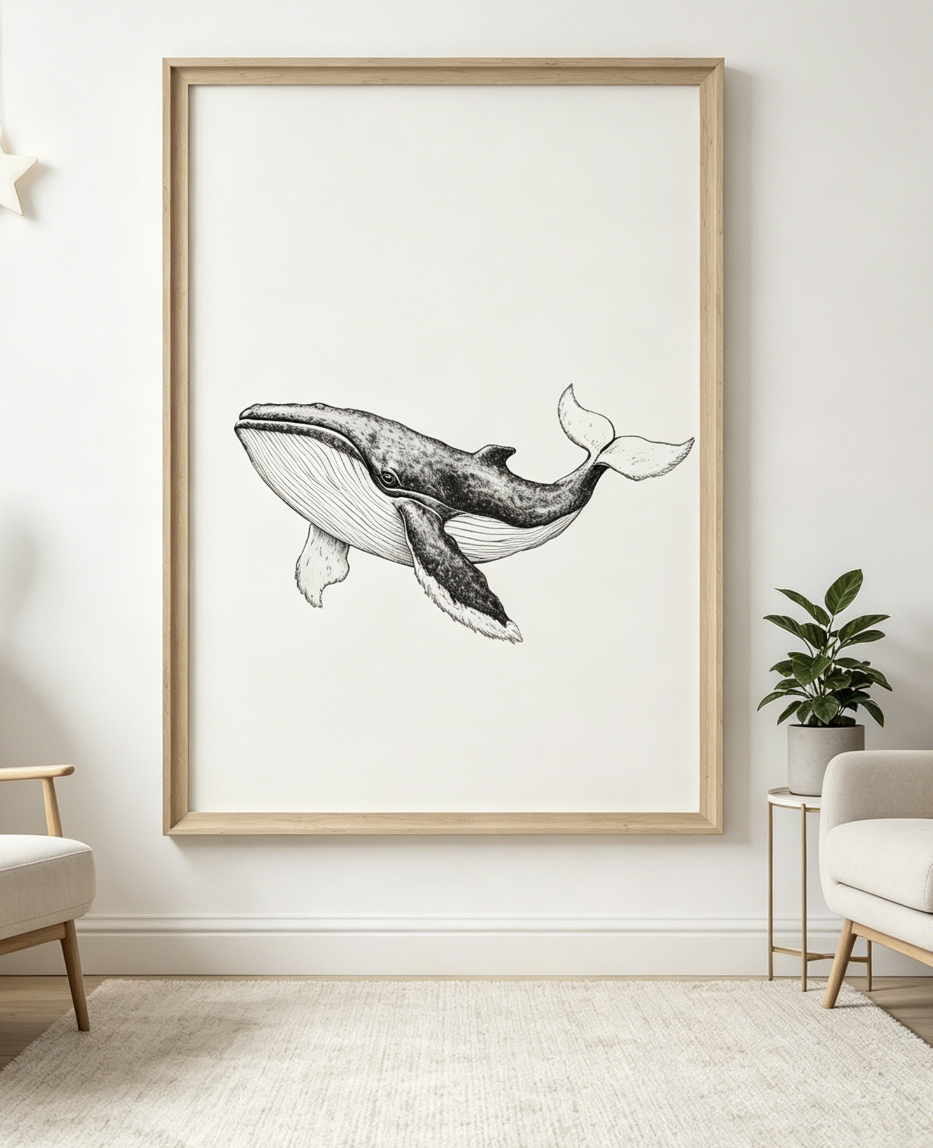 Whale Line Art Print, Minimali – Baby Nursery Neutral Bewertung und Preis