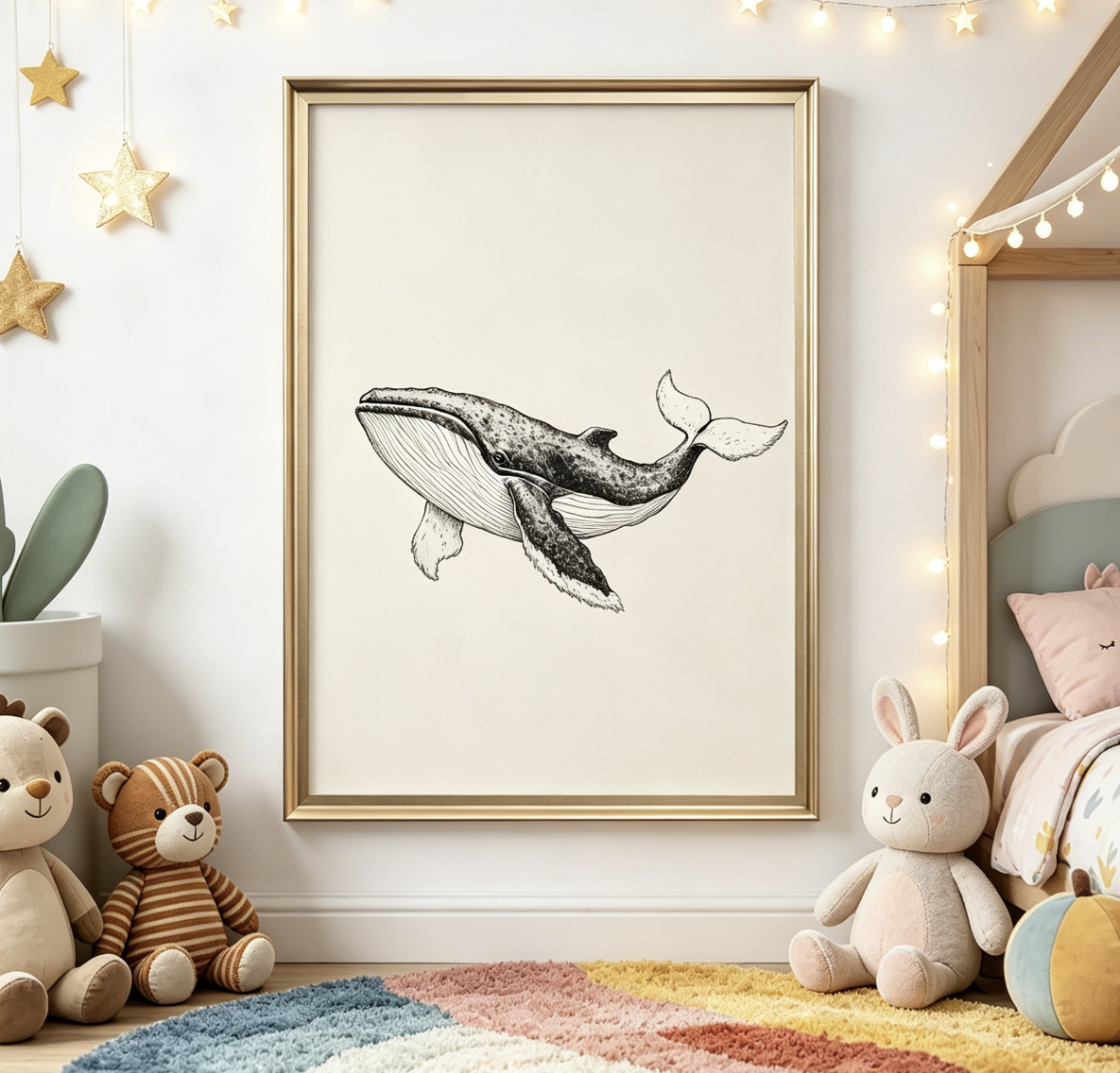 Whale Line Art Print, Minimali – Baby Nursery Neutral Bewertung und Preis