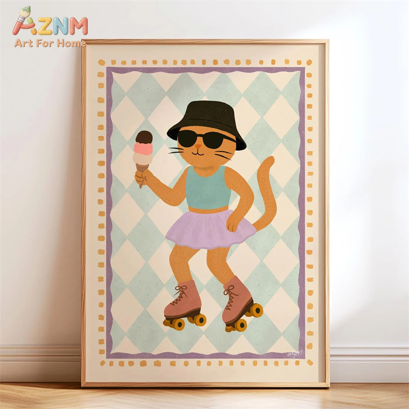 AZNM Retro Groovy Cute Animal  – Baby Nursery Pictures Bewertung und Preis