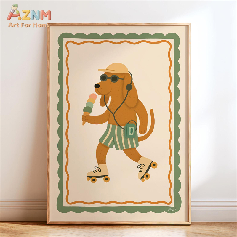 AZNM Retro Groovy Cute Animal  – Baby Nursery Pictures Bewertung und Preis