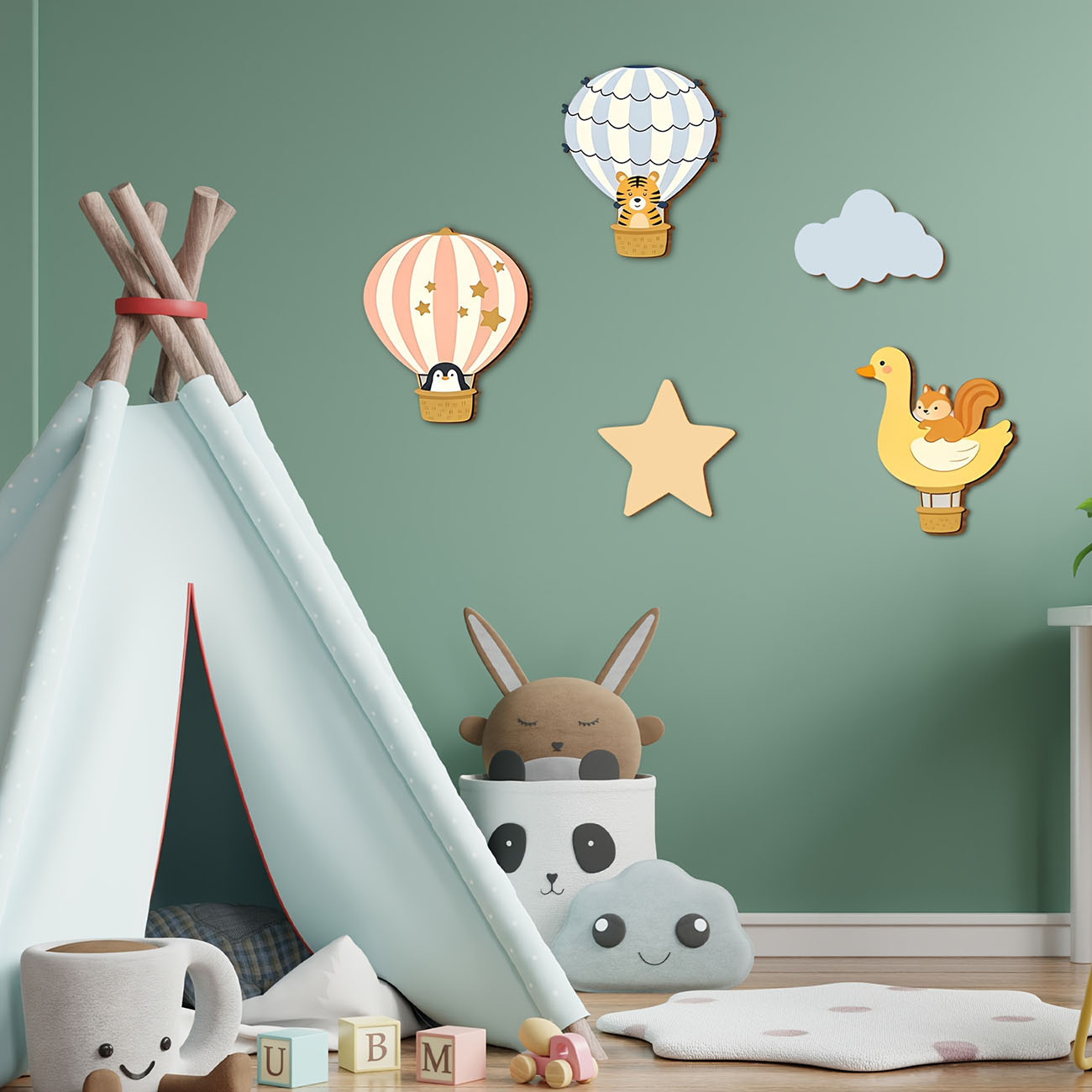 5Pcs Animal Hot Air Balloon Wo – Baby Nursery Wall Stickers Bewertung und Preis