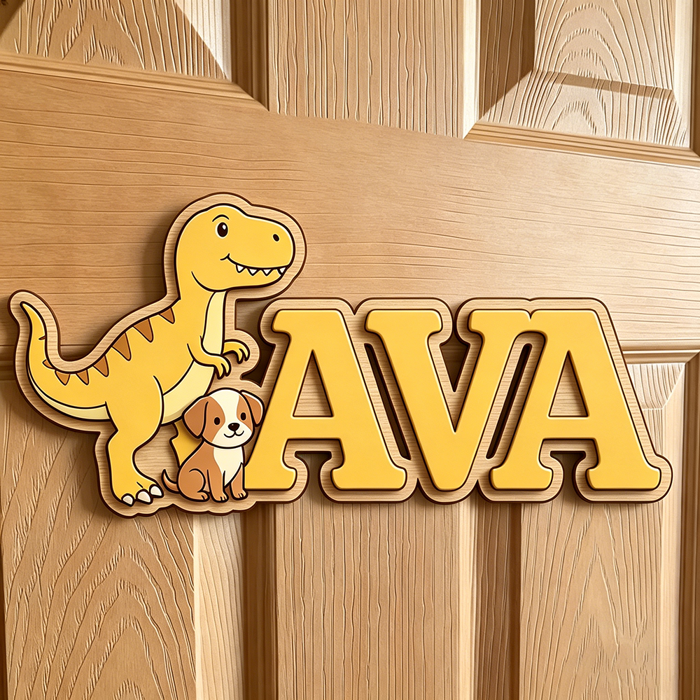 Custom T-Rex & Puppy Kids Name – Baby Nursery Neutral Bewertung und Preis